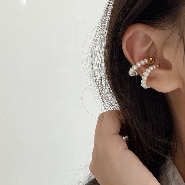 Natural Freshwater Pearl Magnet Ear Clip Female French Versatile Earrings
