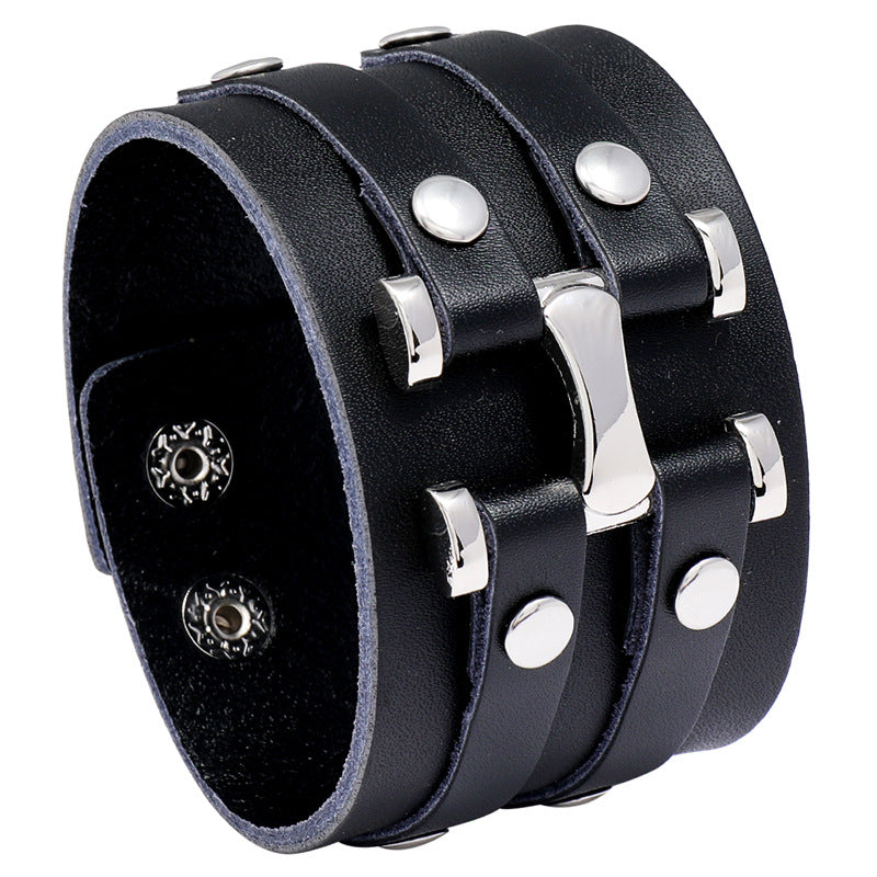 Men's Punk Exaggerated Personalized Cattle Leather Trendy Bracelets