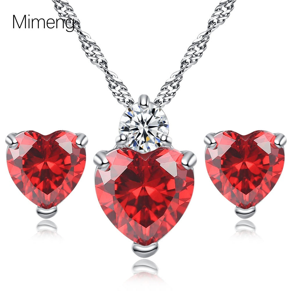 Women's Loving Heart Zircon Ear Simple Fashion Jewelry Set