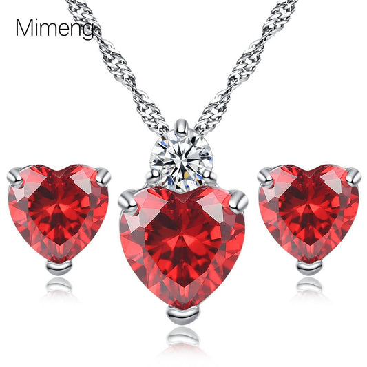 Women's Loving Heart Zircon Ear Simple Fashion Jewelry Set