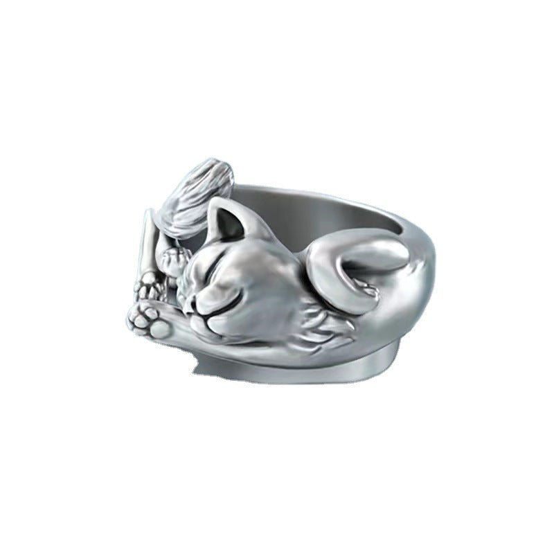 Women's Kitty Open Lazy Cat Fashion Ring