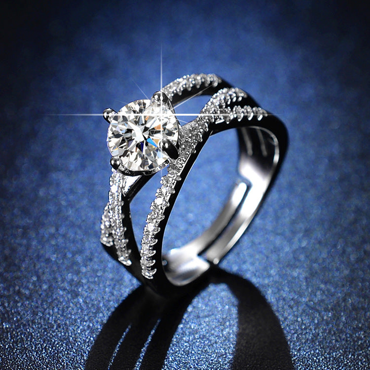 Live Broadcast Karat Imitation Moissanite Interwoven Rings