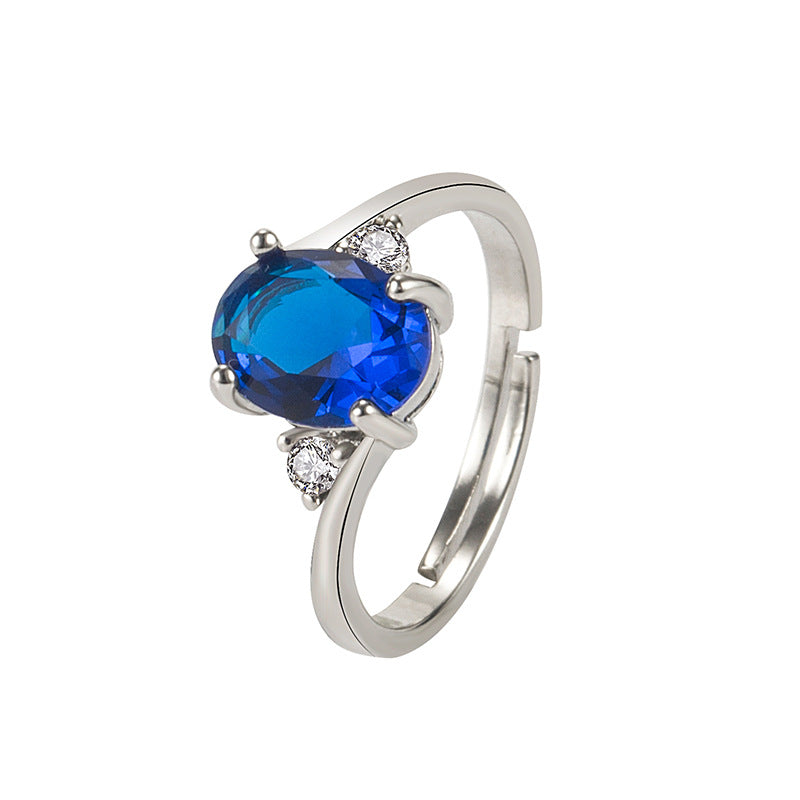 Sapphire Female Simple Zircon White Gold Rings