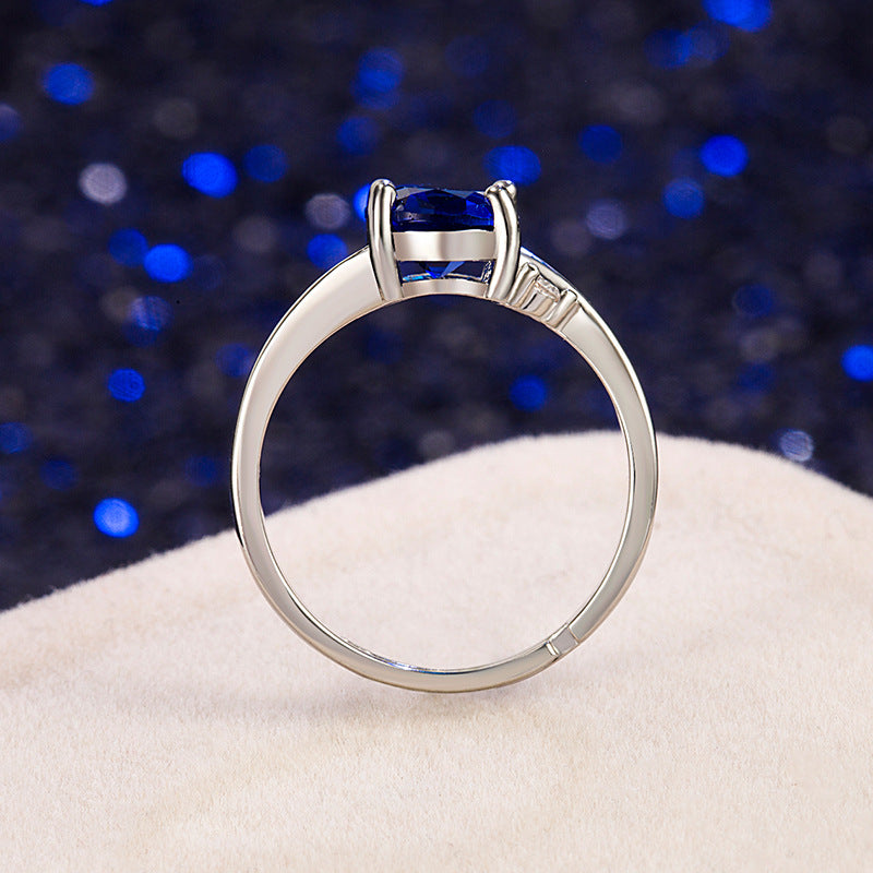 Sapphire Female Simple Zircon White Gold Rings