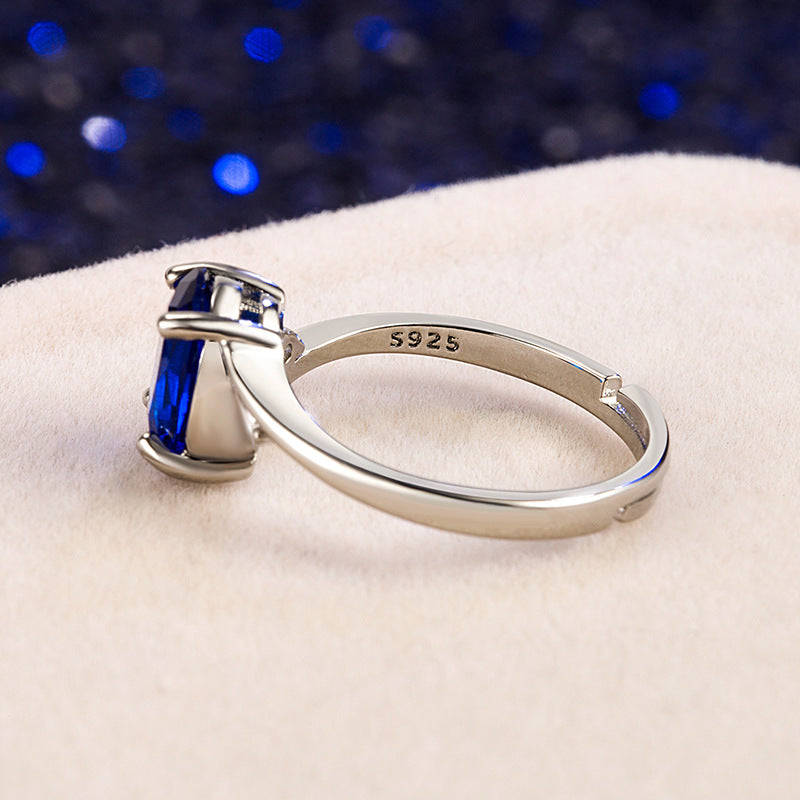 Sapphire Female Simple Zircon White Gold Rings