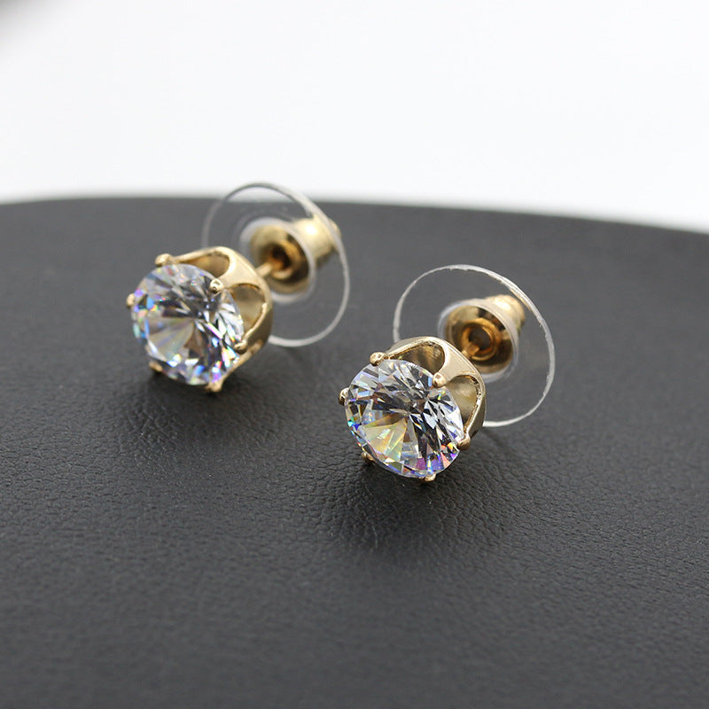Style Fashion Popular Crown Bottom Crystalline Stud Earrings