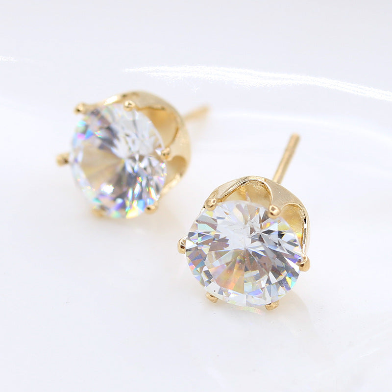 Style Fashion Popular Crown Bottom Crystalline Stud Earrings