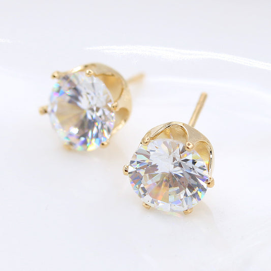 Style Fashion Popular Crown Bottom Crystalline Stud Earrings