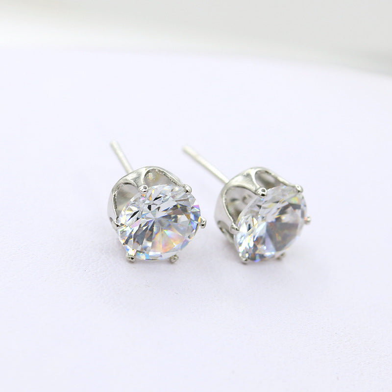 Style Fashion Popular Crown Bottom Crystalline Stud Earrings