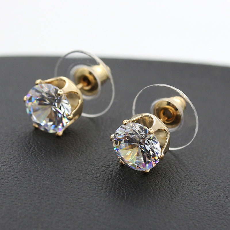 Style Fashion Popular Crown Bottom Crystalline Stud Earrings