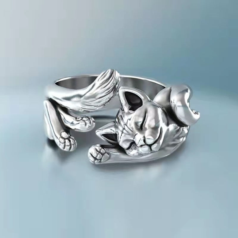 Women's Kitty Open Lazy Cat Fashion Ring