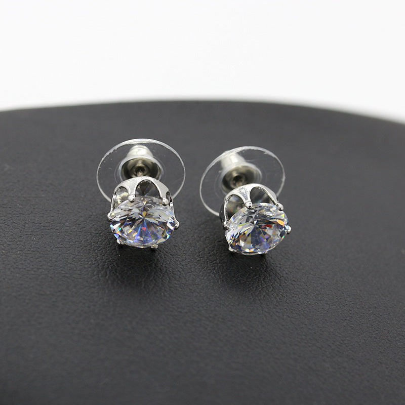 Style Fashion Popular Crown Bottom Crystalline Stud Earrings