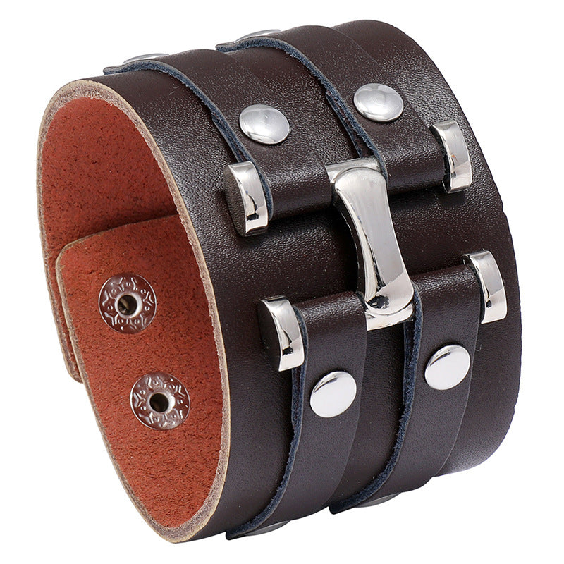 Men's Punk Exaggerated Personalized Cattle Leather Trendy Bracelets