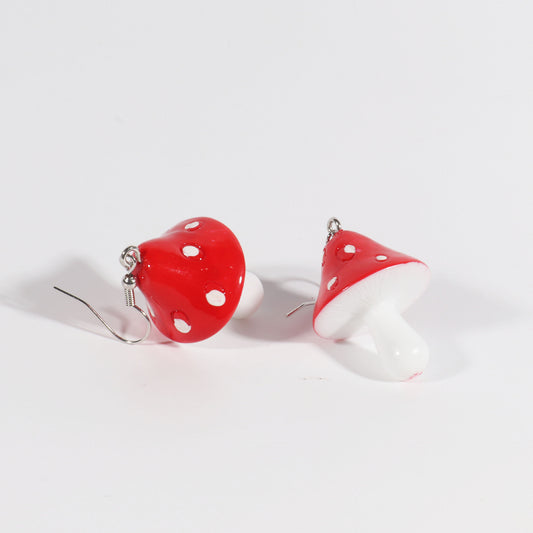 Mushroom Cute Polka Dot Small Female Earrings