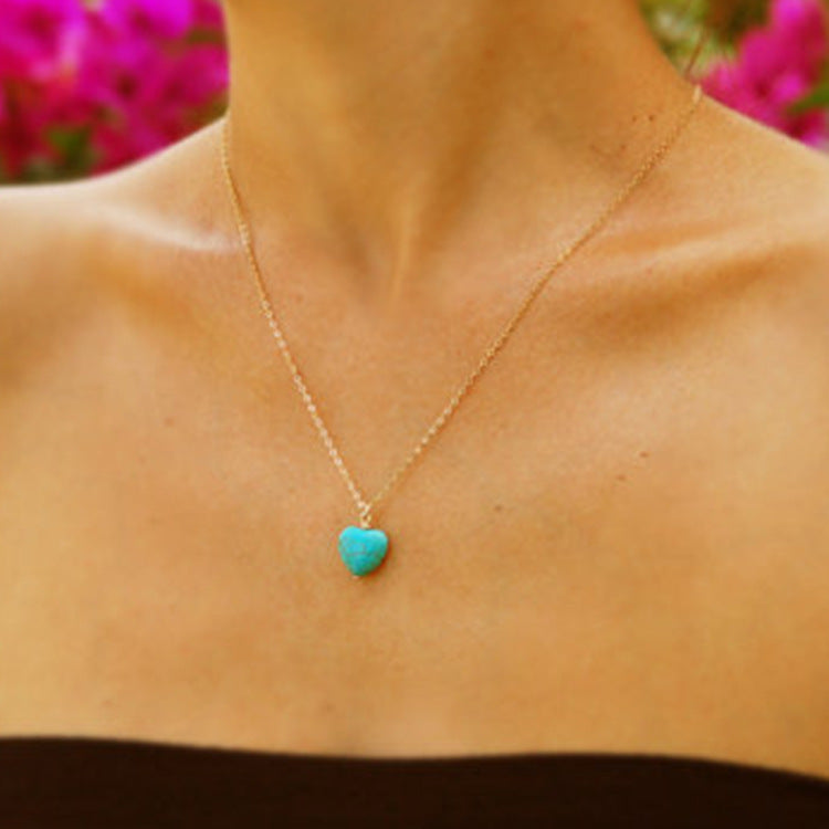 Women's Fashion Blue Loving Heart Clothing Sweater Chain Necklaces