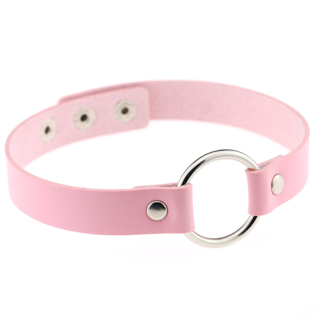 Style Trend Street Snap Punk Leather Short Nightclub Collar