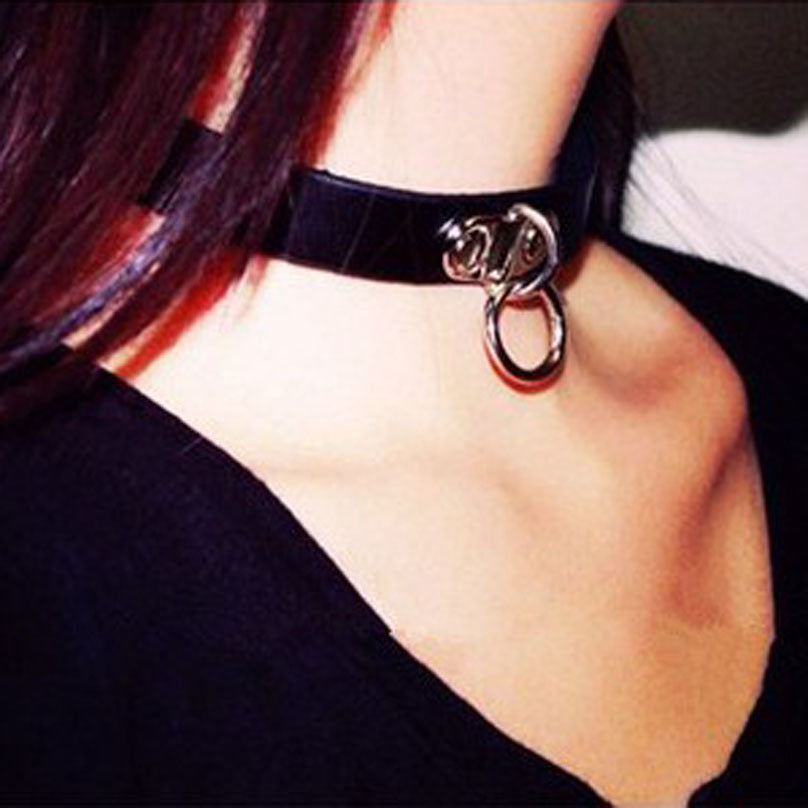 Devil Punk Rivet Lock Fashion Leather Collar
