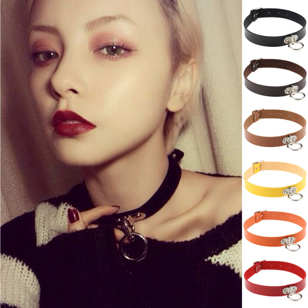 Devil Punk Rivet Lock Fashion Leather Collar