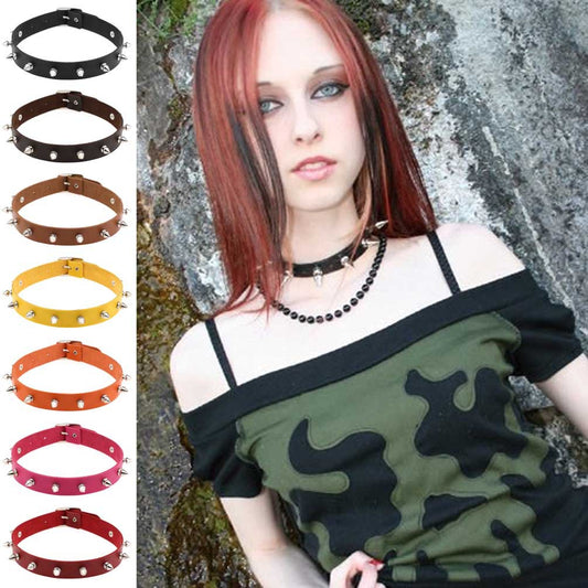 Punk Spike Rivet Leather Gothic Rock Collar