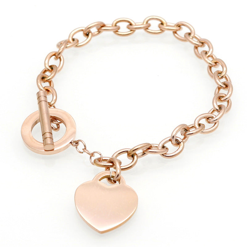 Love Stainless Steel Heart Shaped Letter Rose Bracelet