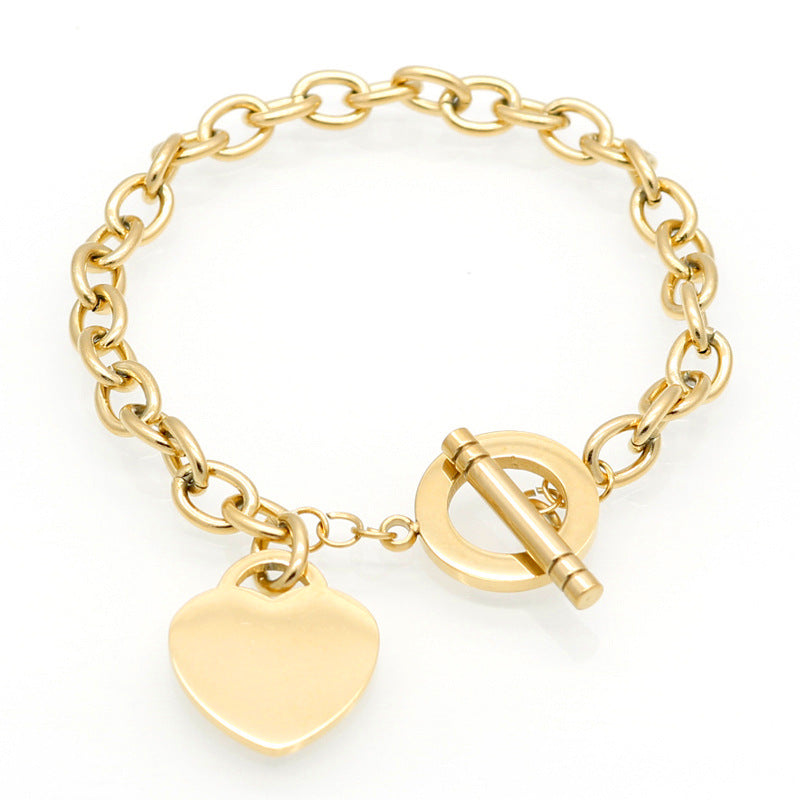 Love Stainless Steel Heart Shaped Letter Rose Bracelet