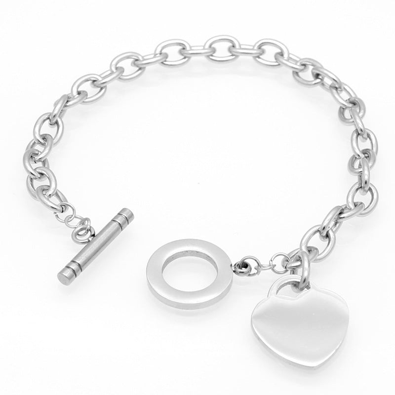 Love Stainless Steel Heart Shaped Letter Rose Bracelet