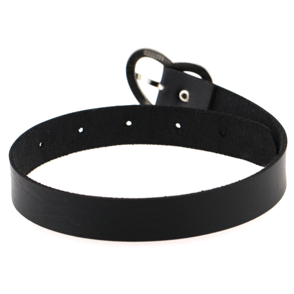 Women's Soft Leather Punk Goth Peach Heart Buckle Neck Necklaces