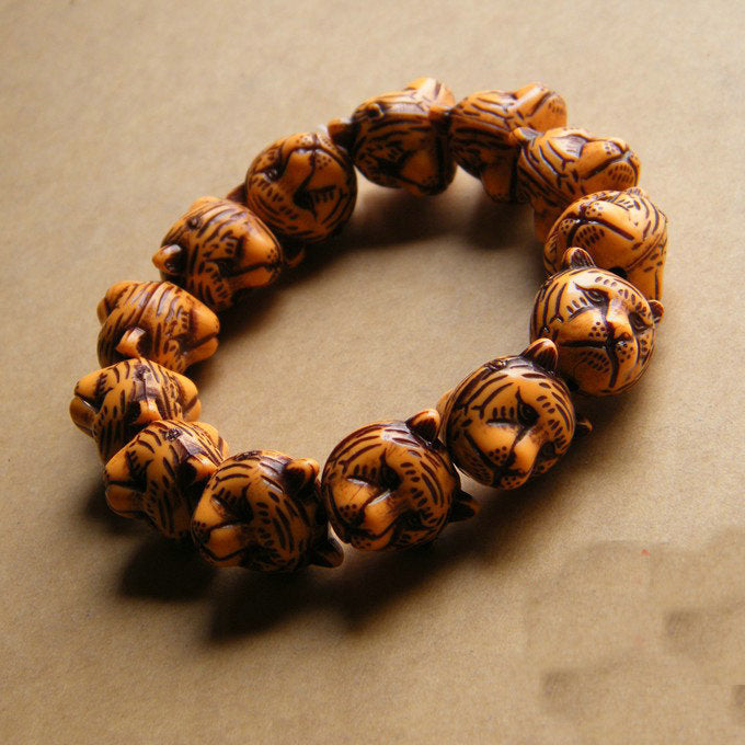 Women's & Men's Three-dimensional Double-sided Tiger Head Resin Safe Online Store Gift Bracelets