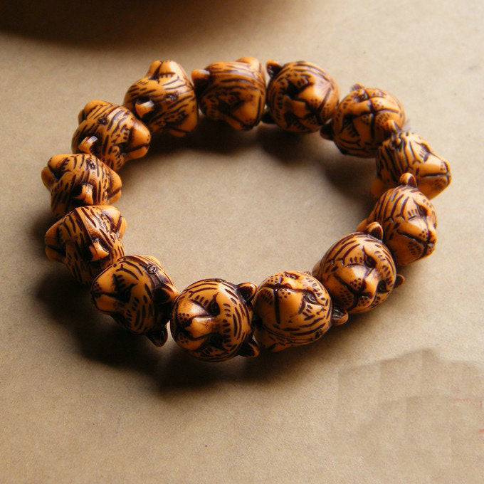 Women's & Men's Three-dimensional Double-sided Tiger Head Resin Safe Online Store Gift Bracelets