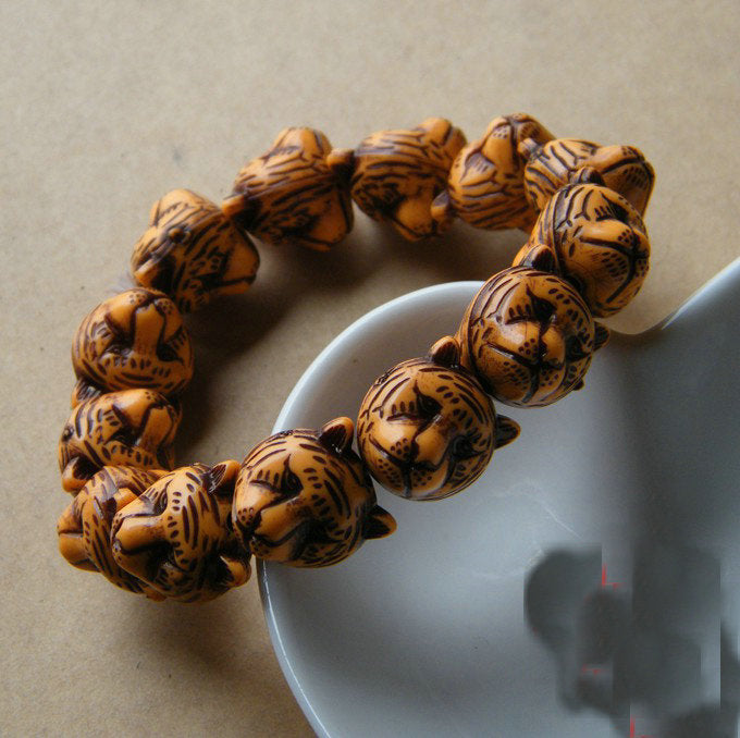 Women's & Men's Three-dimensional Double-sided Tiger Head Resin Safe Online Store Gift Bracelets