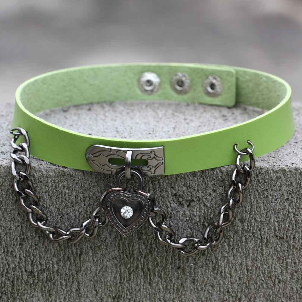 Boy's Best Friend Fang Wang Punk Style Heart-shaped Lock Leather Collar
