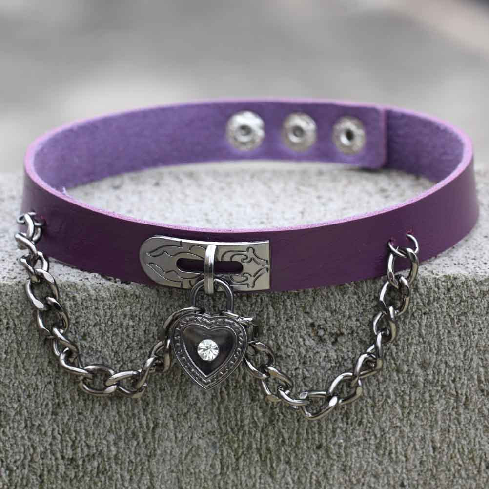 Boy's Best Friend Fang Wang Punk Style Heart-shaped Lock Leather Collar
