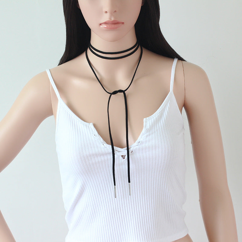 Simple Fashion Tie Veet Long Bow Necklaces