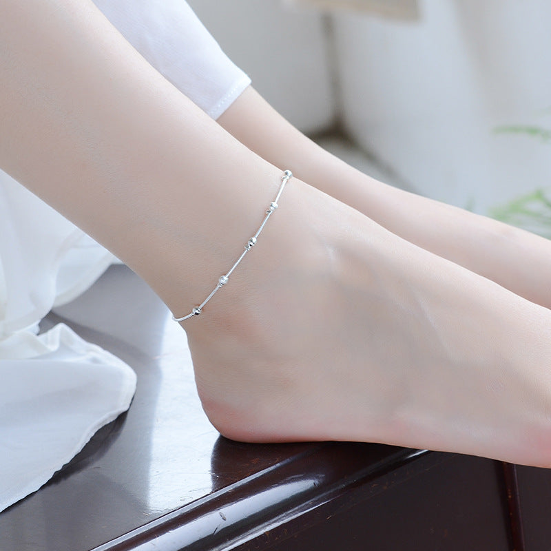 Single-layer Five Beads Light Bead Dull Polish First-class Anklets