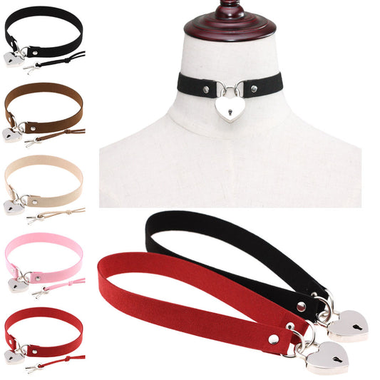 Simple Punk Sexy Bound Peach Heart Collar