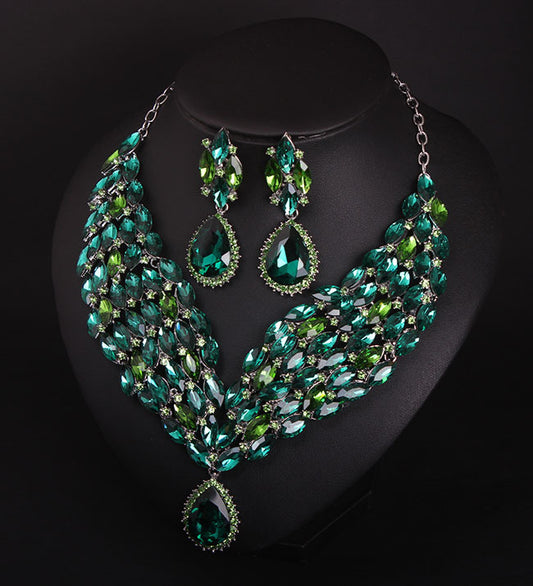 Women's Crystal African Suite Dress Dinner Bride Necklaces