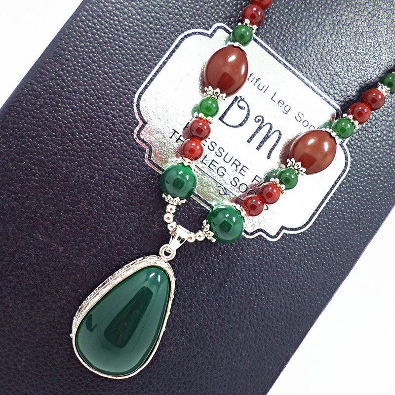 Drop Bohemian Imitation Jade Retro Artistic Necklaces