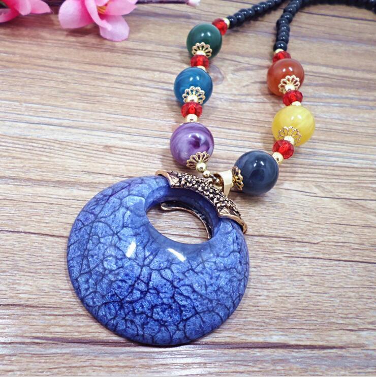 Drop Bohemian Imitation Jade Retro Artistic Necklaces