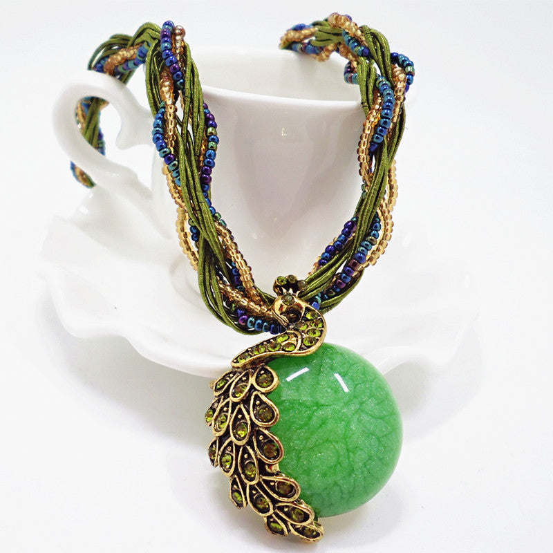 Drop Bohemian Imitation Jade Retro Artistic Necklaces