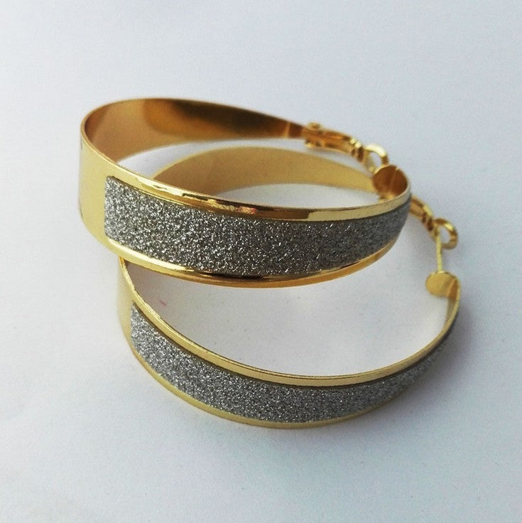 Popular Circle Frosted Trendy Rock Nightclub Earrings