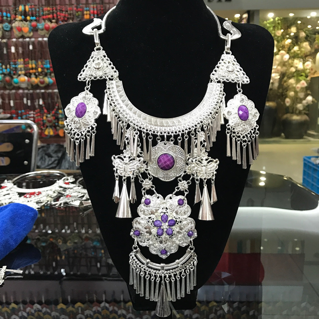 Ethnic Style Gem Ancient Large Miao Sier Collar
