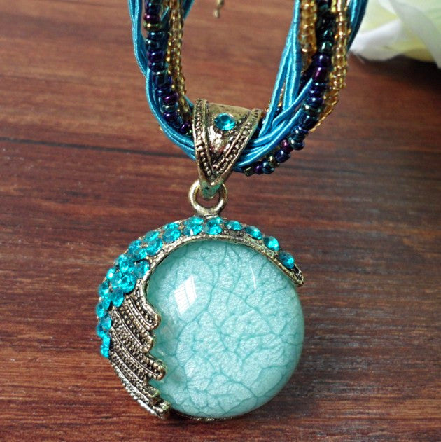 Drop Bohemian Imitation Jade Retro Artistic Necklaces