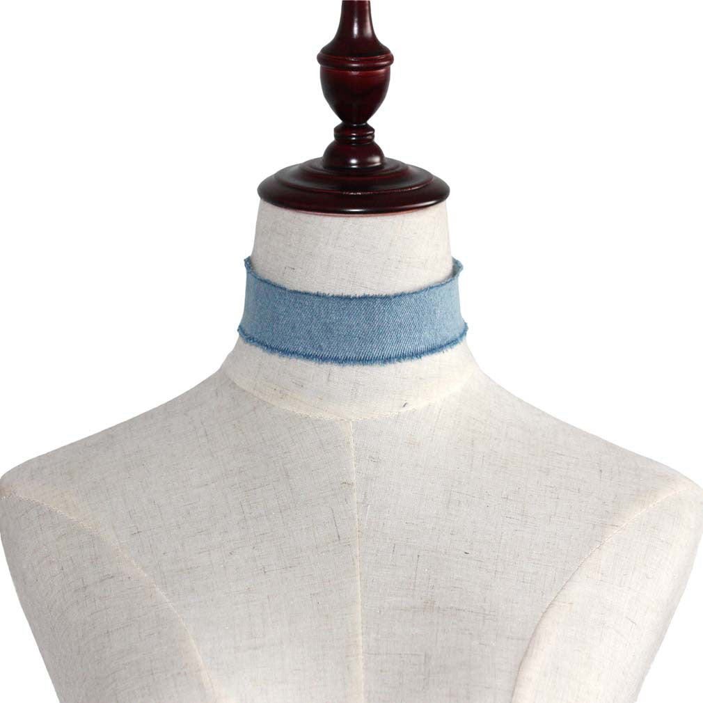 Hop Retro Single Layer Frayed Edge Personality Punk Denim Wide Collar