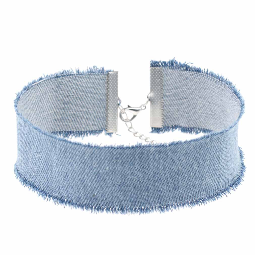 Hop Retro Single Layer Frayed Edge Personality Punk Denim Wide Collar
