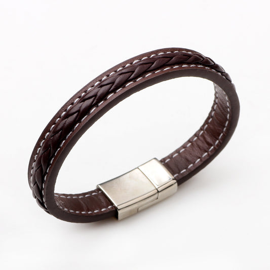 Men's Simple Leather Braided Fashion Classic Punk Trendy Bracelets