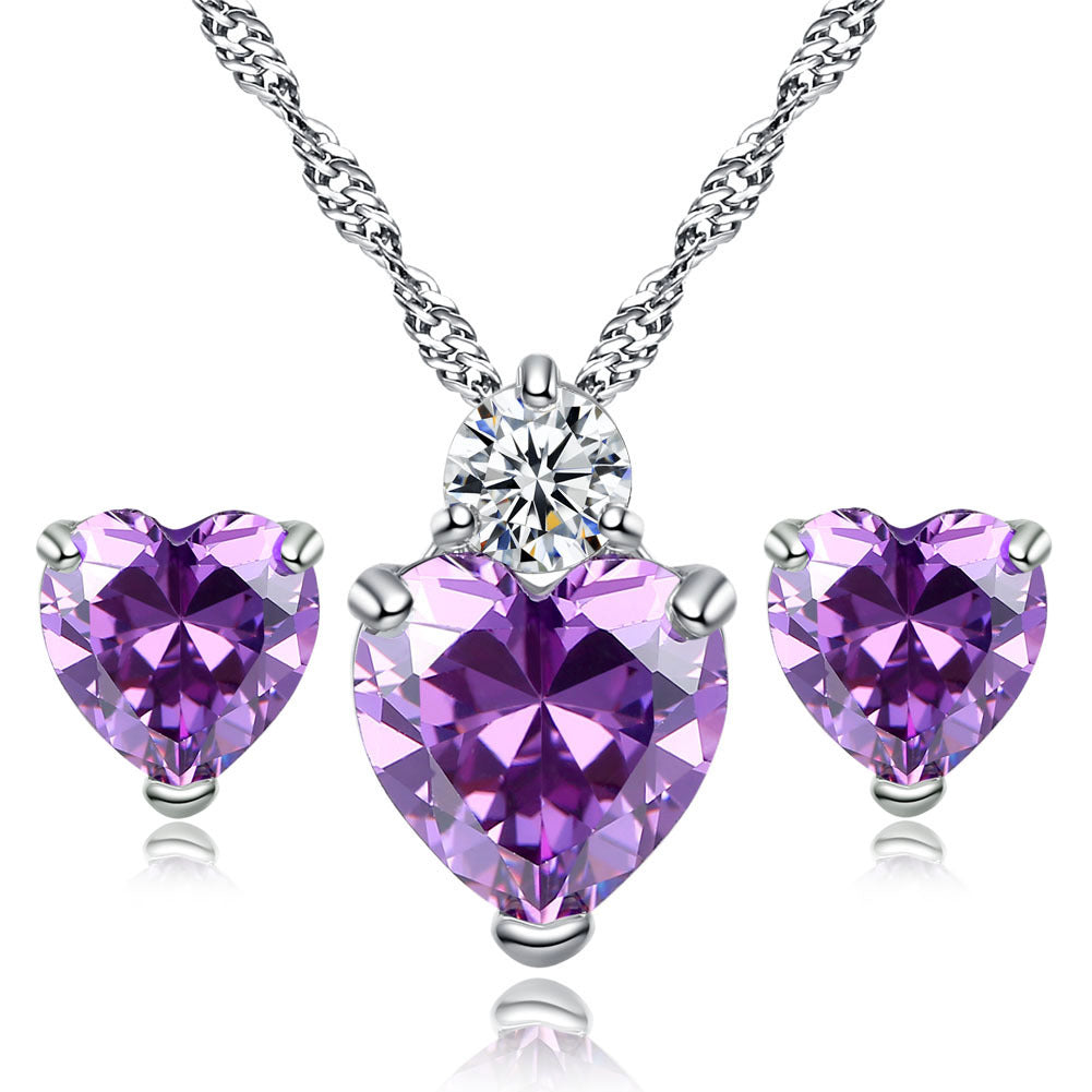Women's Loving Heart Zircon Ear Simple Fashion Jewelry Set