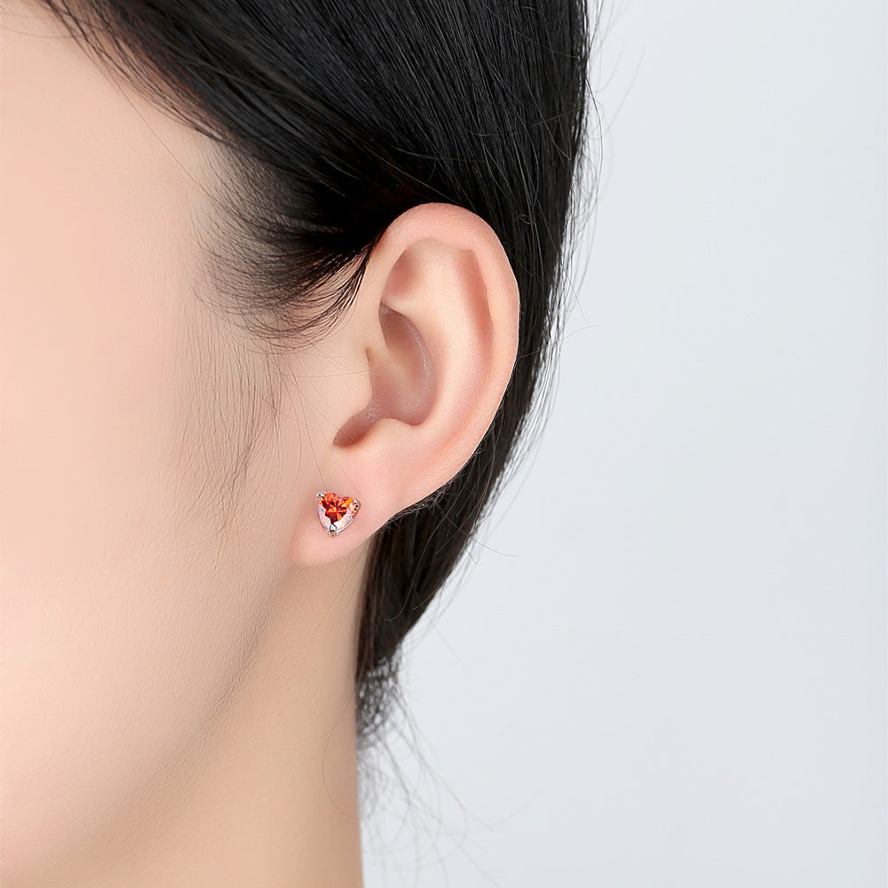 Women's Loving Heart Zircon Ear Simple Fashion Jewelry Set