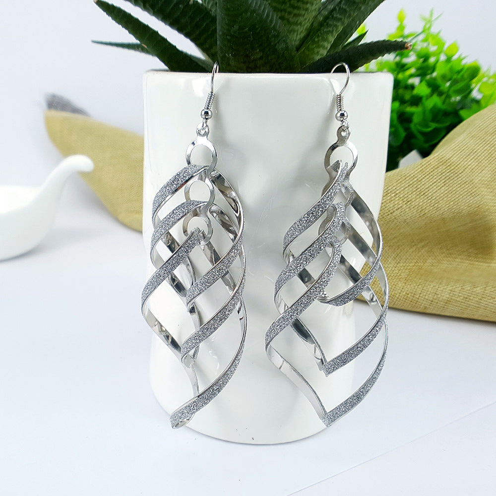 High Profile Retro Eardrops Alloy Frosted Earrings