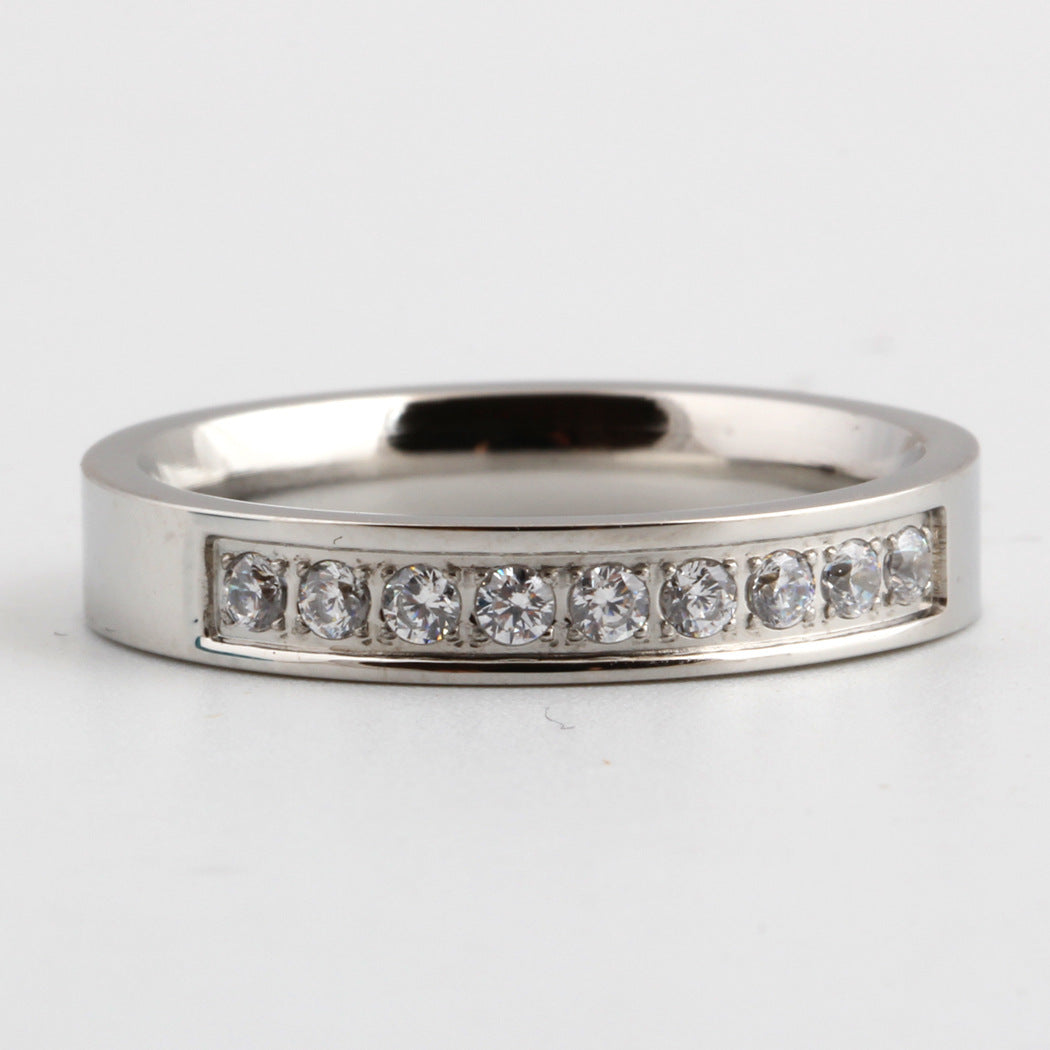 Personality Inlaid Zirconium Stainless Steel Lovers Wild Ring