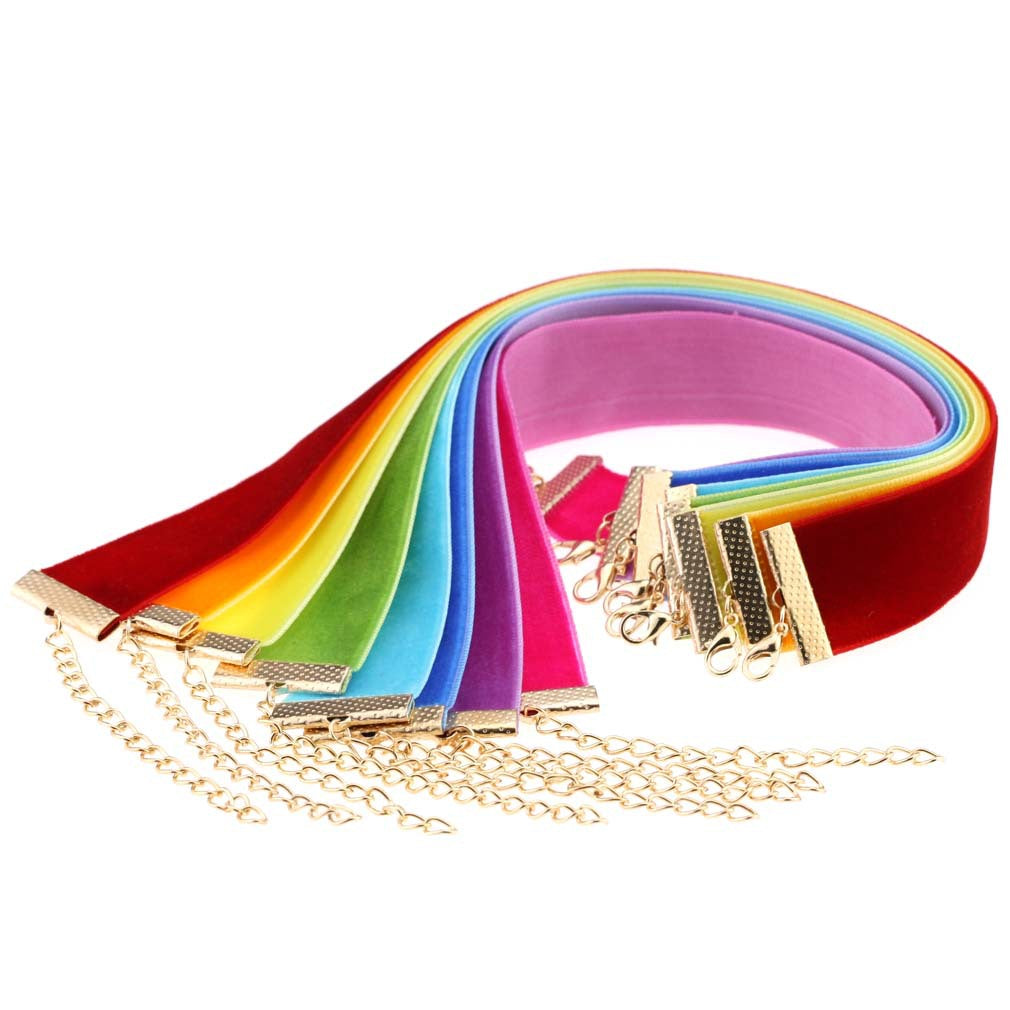 Exaggerated Wide Flocking Ribbon Veet Flannel Neck Necklaces